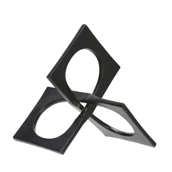 Liv & Skye Black 9 in. x 6 in. Metal Abstract Linked Square Sculpture