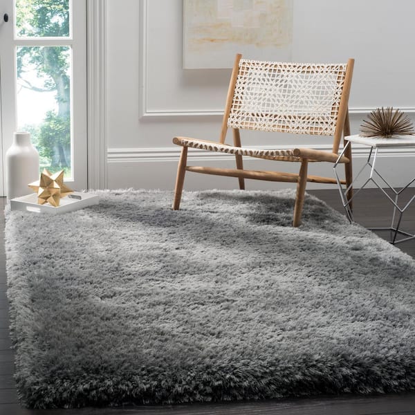 Luxe Shag Gray Doormat 2 ft. x 3 ft. Solid Area Rug