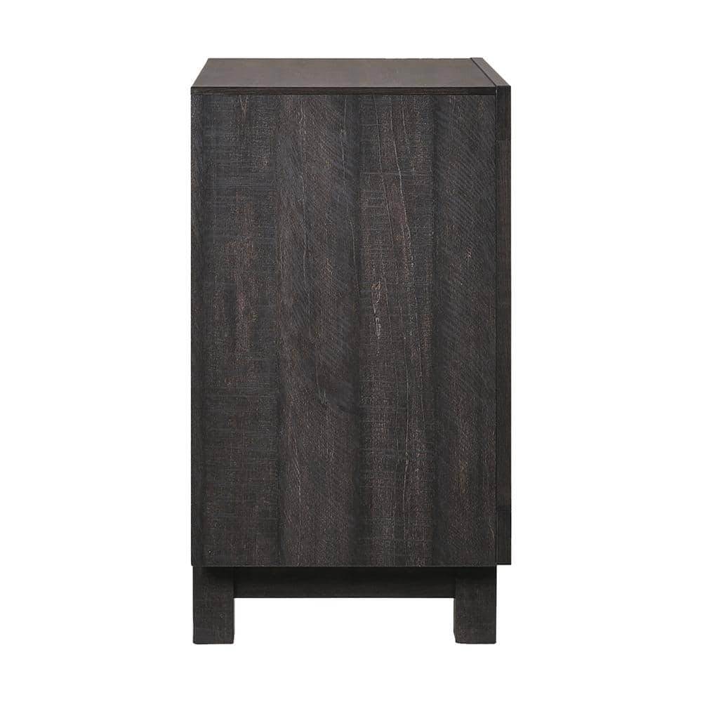 Rustic Walnut 2-Drawer Nightstand with Dark Nickel Pulls