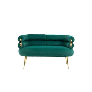 52.76 in. Green Fabric 2-Seater Loveseat with Metal Legs
