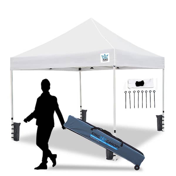 Ares 10 ft. x 10 ft. Commercial Instant Popup Canopy with Weight Bags, 1-1/2in. Hexagon Legs, White Cover