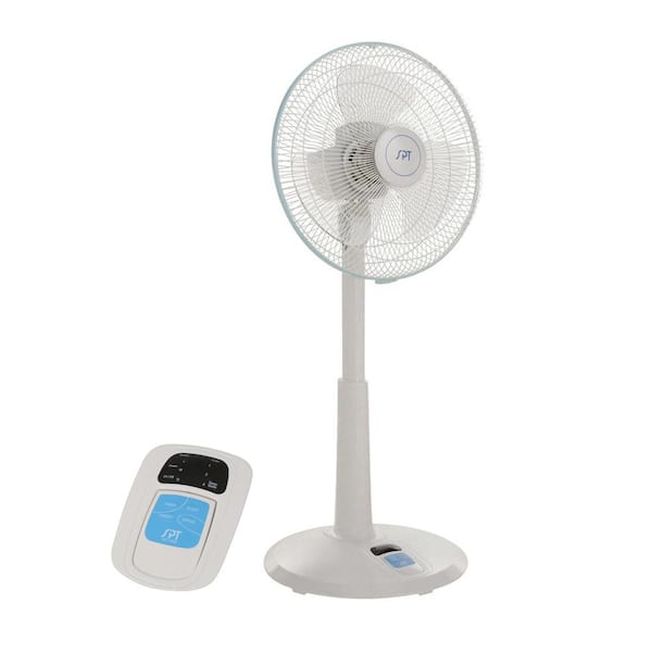 SPT 14 in. 3-Speed Adjustable-Height Oscillating Pedestal Fan with Remote
