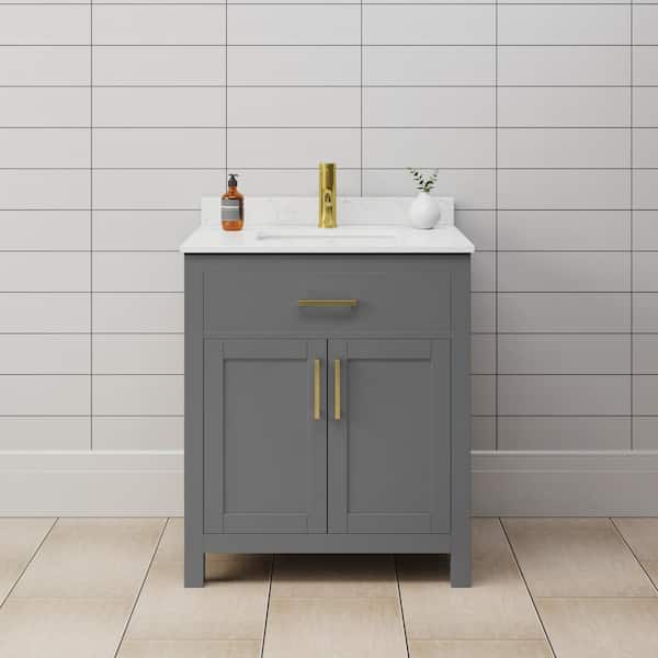 Wyndham Collection Beckett 30 in. W x 22 in. D x 35 in. H Single Sink Bathroom Vanity in Green with Carrara Cultured Marble Top