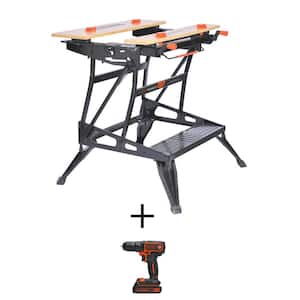 Workmate 425 30 in. Folding Portable Workbench & Vise w/Bonus 20-Volt Li-Ion 3/8 in. Drill/Driver, 1.5 Ah Pack & Charger