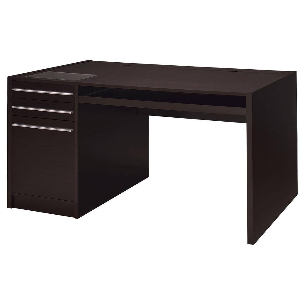 Coaster Halston 60 in. W Connect-it Cappuccino 3-Drawer Writing Desk ...