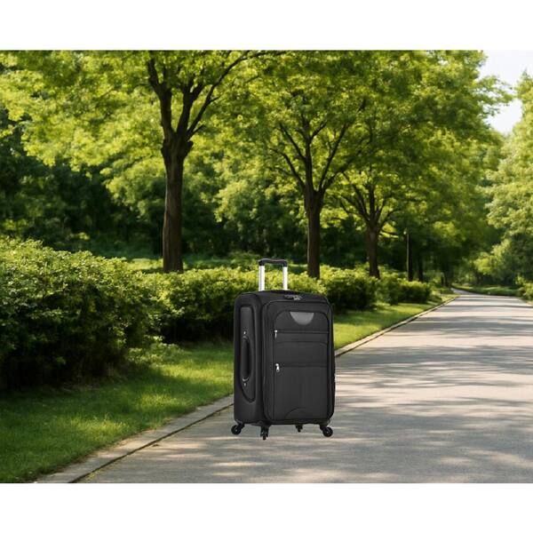 Tatahance 3-Piece Black Softside Expandable Spinner Luggage Set