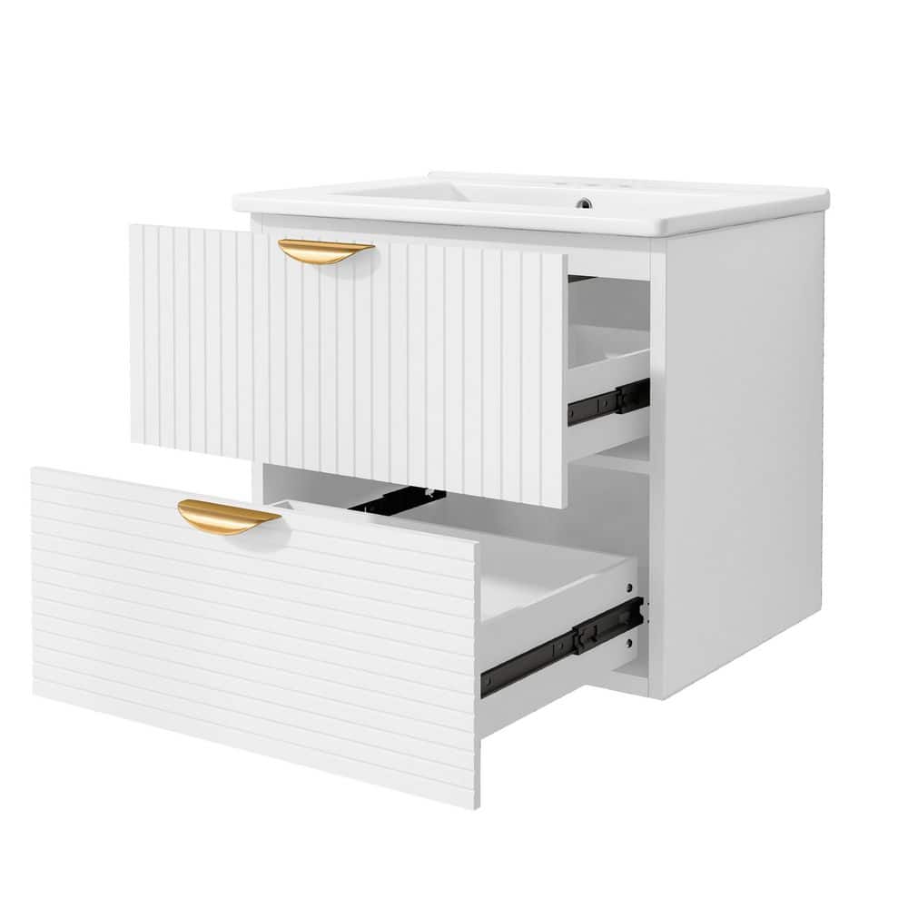 48in. Floating Double Sink White Bath Vanity with White Ceramic Top price history on PriceWatchPro