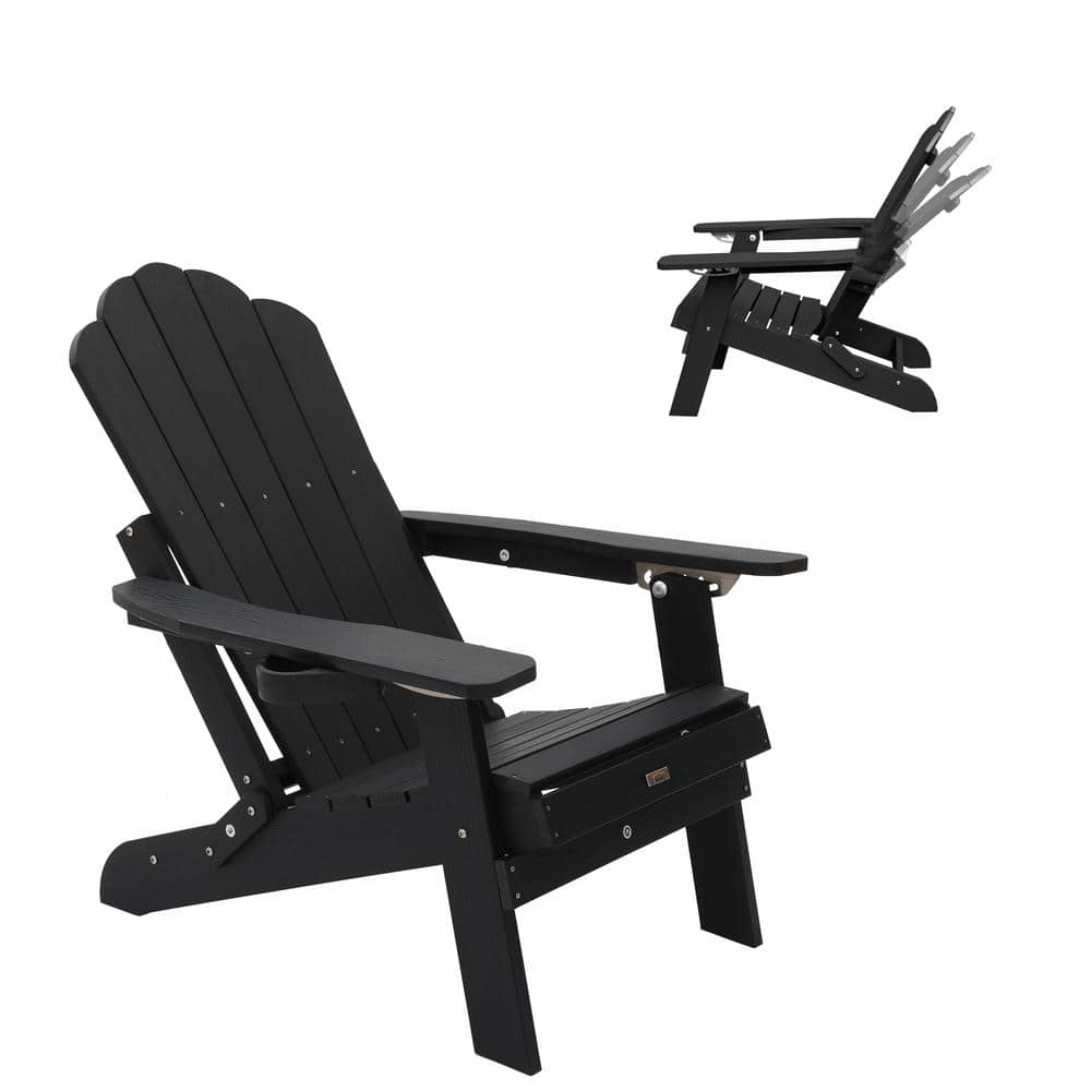 2tacs ojagadesign kdmproducts チェア Kadehome 1-piece Folding Plastic Outdoor Adirondack Chair in Black