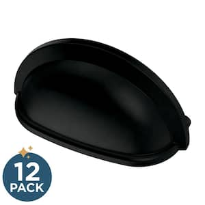 12-Pack Cup 3 in. (76 mm) Classic Matte Black Cabinet Drawer Cup Pulls