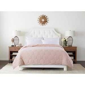 Honeycomb Color Contrast Stitched Pearl Blush/Spicy Mustard Microfber Full/Queen Blanket