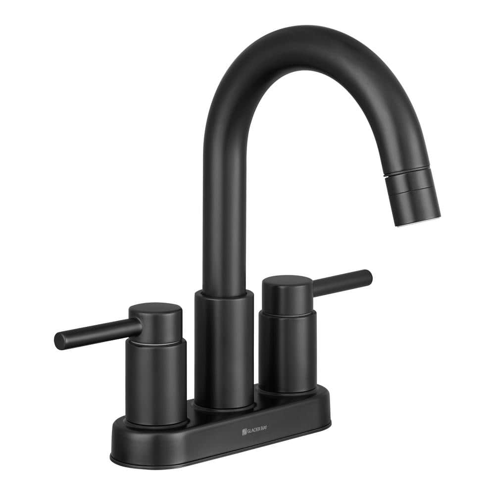 Glacier Bay Dorind 4 In Centerset Double Handle Pull Down Bathroom Faucet In Matte Black 9533