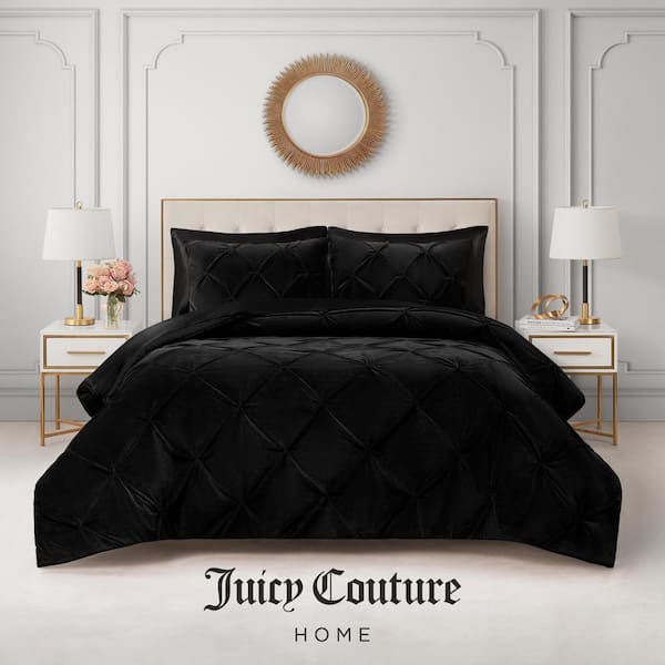 JUICY COUTURE Kiss Pleat Micro Mink 2-Piece Black Polyester Twin