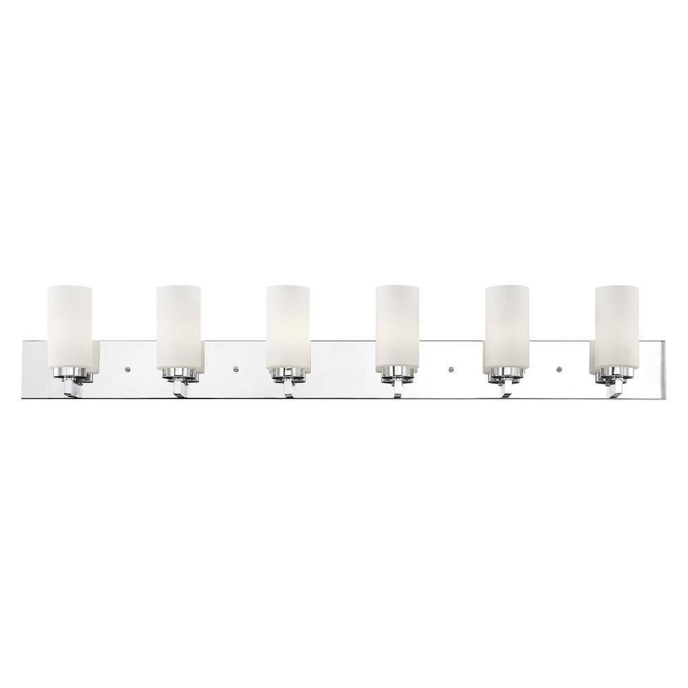 Polished Chrome 6-Light Vanity with Satin Opal Glass