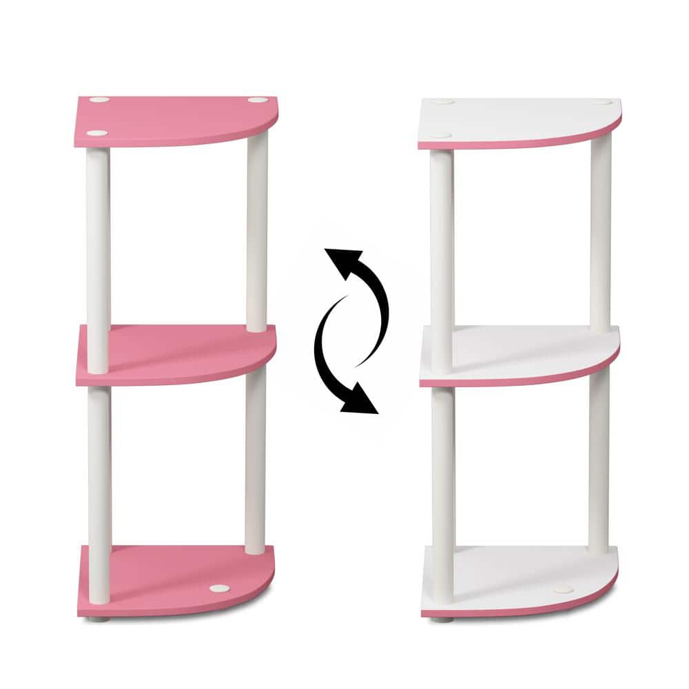 Pink and White 3-Tier Corner Wood Display Rack