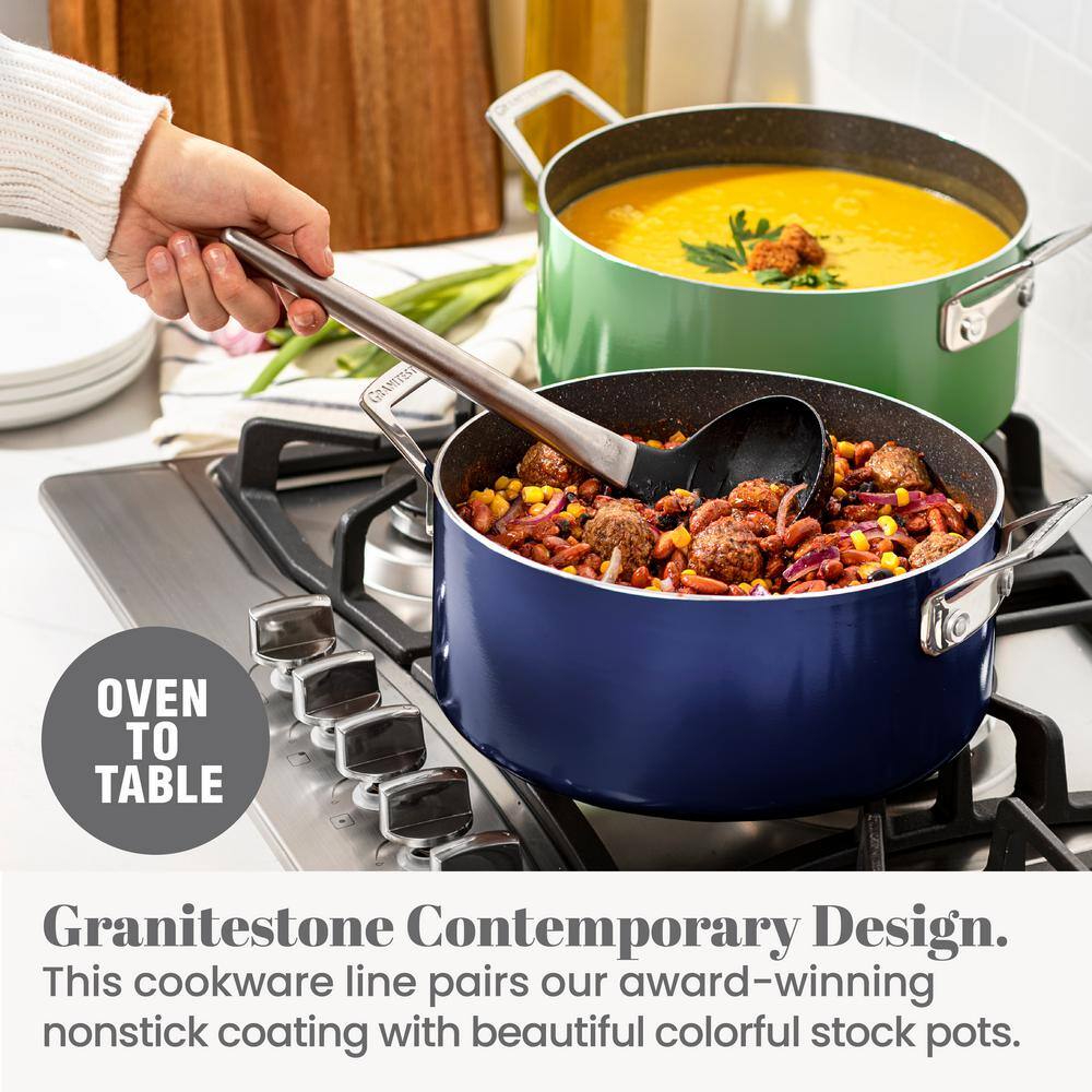 Green Nonstick Aluminum 5-Quart Stock Pot with Glass Lid