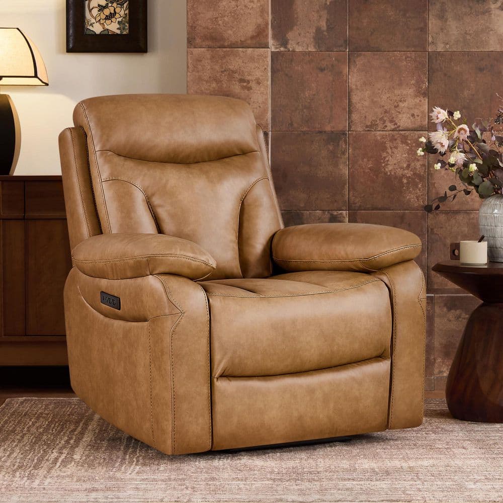 Spruce & Spring Calder Saddle Faux Leather Dual Motor Power Wall
