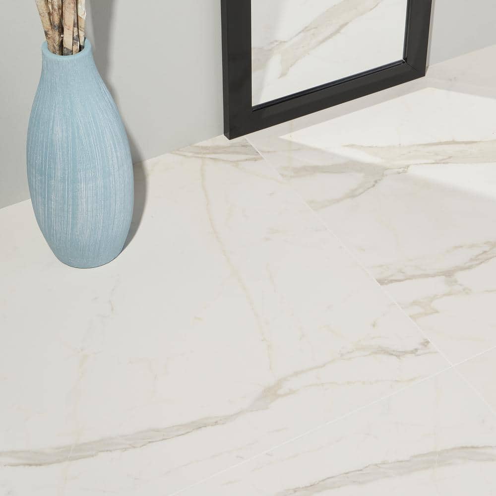 Calacatta White Matte Rectified Porcelain Floor and Wall Tile 24" x 24"