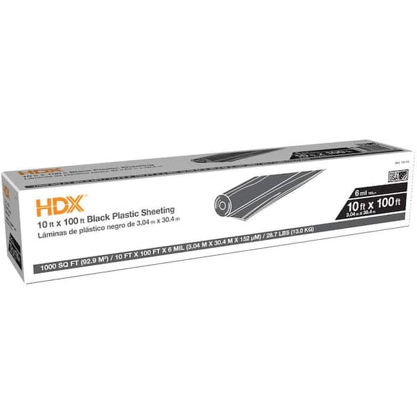 HDX - 10 ft. x 100 ft. Black 6 mil Plastic Sheeting