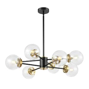 8-Light Black Sputnik Chandelier with Clear Glass Shades