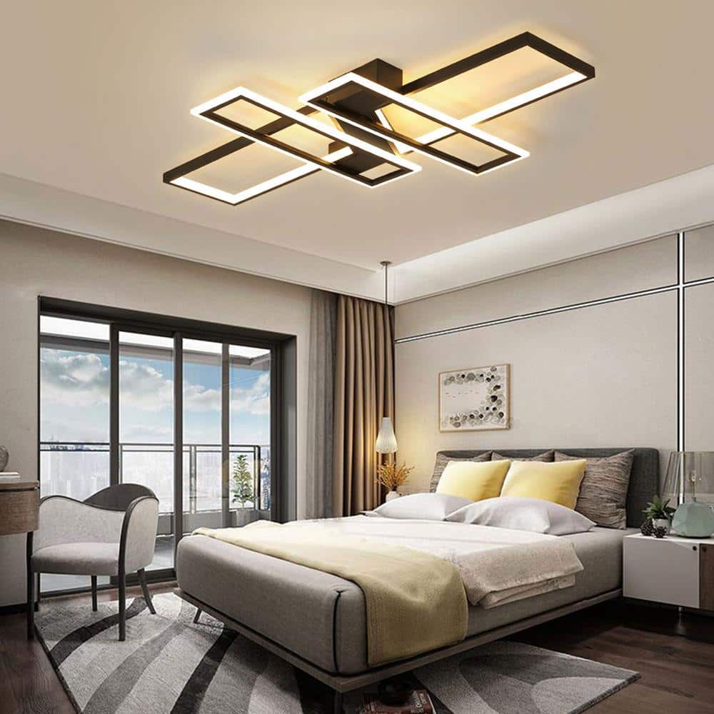 Black Aluminum Geometric LED Dimmable Ceiling Light