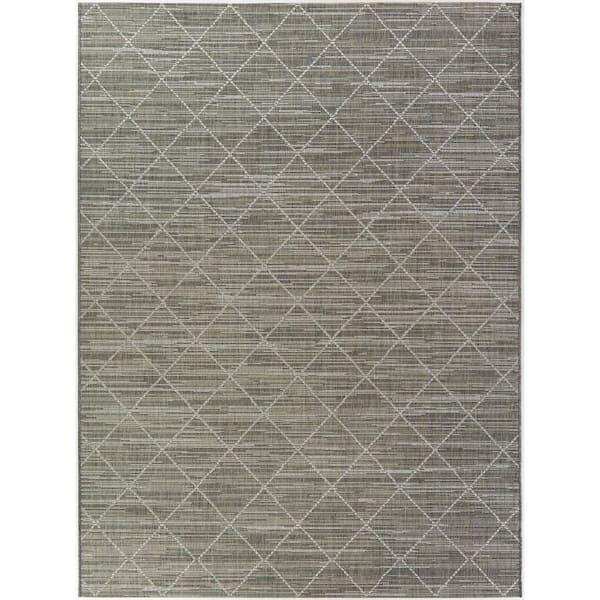 Solid Charcoal Grey 8 ft. x 10 ft. Indoor/Outdoor Patio Area Rug
