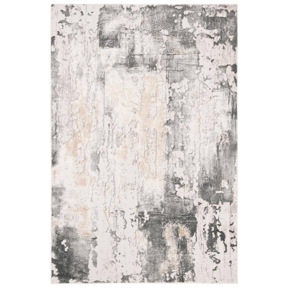 Reversible Vogue Abstract Gray 3' x 5' Synthetic Area Rug