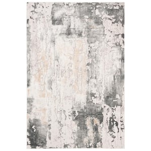 Vogue Beige/Charcoal Doormat 3 ft. x 5 ft. Distressed Gradient Area Rug