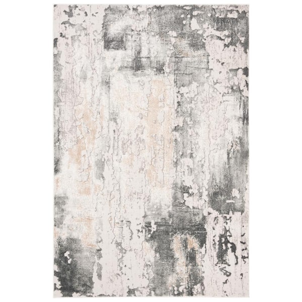 SAFAVIEH Vogue Beige/Charcoal Doormat 3 ft. x 5 ft. Distressed Gradient Area Rug
