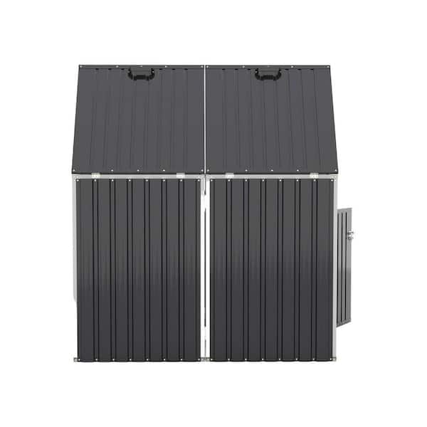 32 in. W x 64 in. D x 48 in. H Dark Gray Outdoor Metal 2 Trash Can