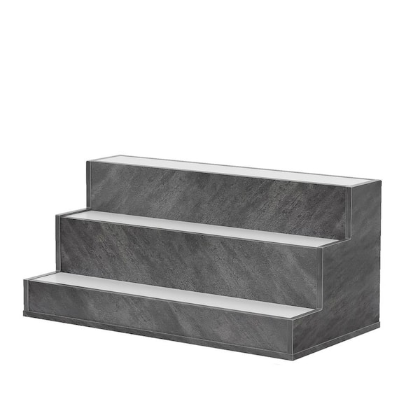Unbranded 12-Bottle Gray LED Lighted Liquor Bottle Display 3-Tiers DIY Illuminated Bar Shelf Wood Wine Rack with Remote Control