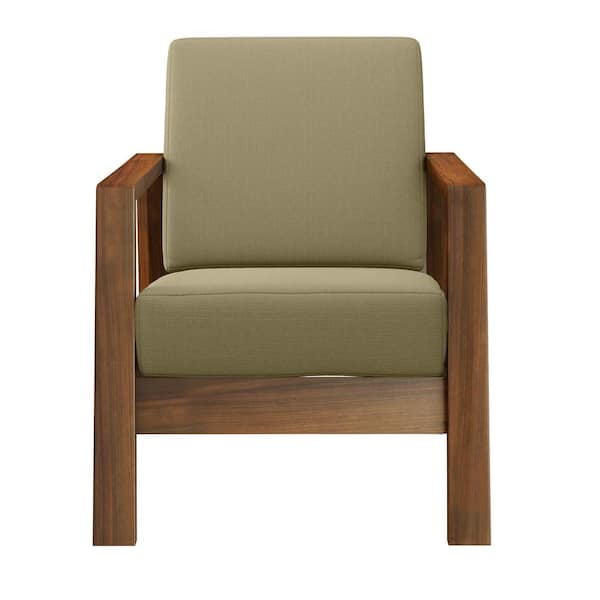 Handy Living Behnken Barley Tan Linen-Like Fabric Mid-Century Modern Arm  Chair with Cherry Finished Wood Frame A187343 - The Home Depot