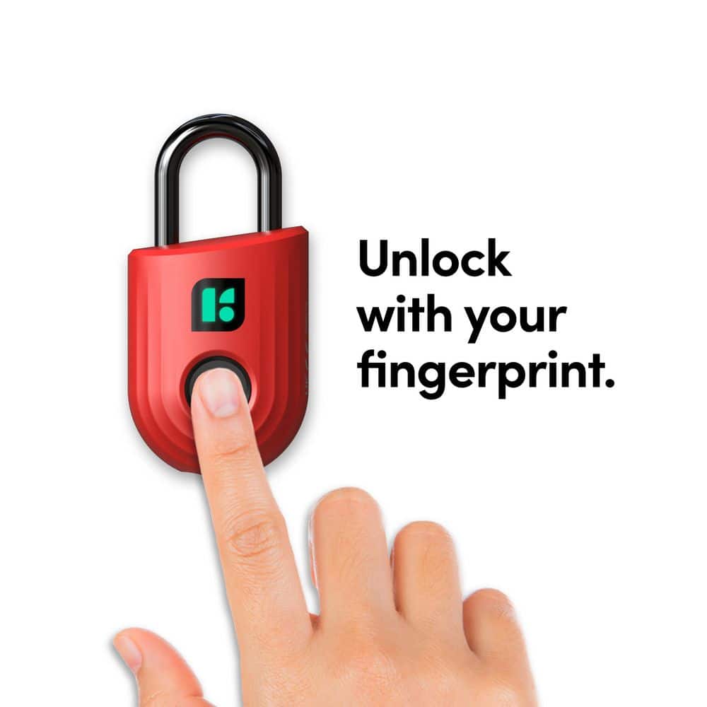 Red Keyless Fingerprint Padlock with Mobile App