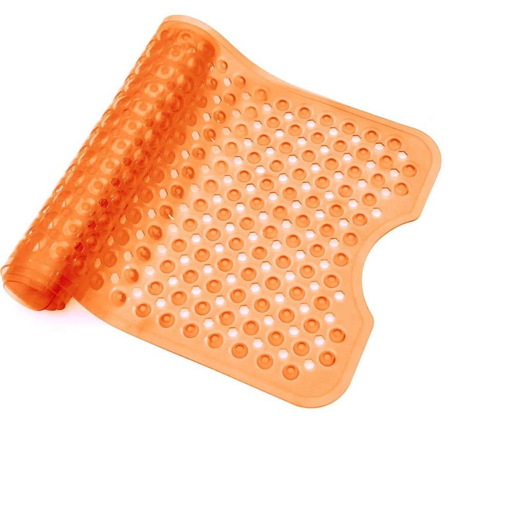 40 in. x 16 in. Bath Tub and Shower Mat in Orange, Non Slip Machine Washable Bathmat with Drain Holes, Suction Cups price history on PriceWatchPro