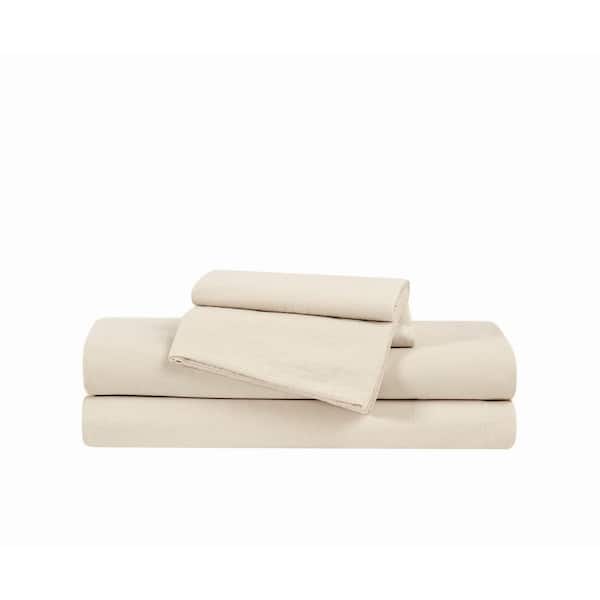 Brooklyn Loom Essential 3-Piece Natural Solid Cotton Queen Sheet Set