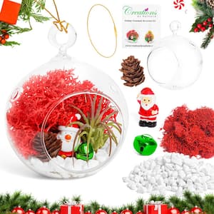 DIY Christmas Ornament Terrarium Kit, 4 in. Glass Globe, Reindeer Moss, Christmas Figurine