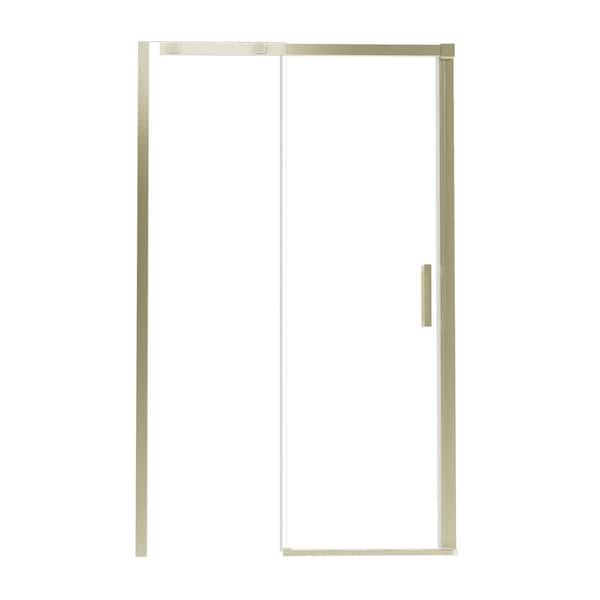 48 in. W x 74 in. H Framed Sliding 5/16 in. Clear Tempered Glass Shower Door with Handle in Gold
