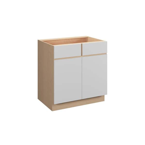 Unbranded Ithaca Slab 36 in. W x 34.5 in. H x 24 in. D in Super White Plywood Assembled Sink Base Cabinet