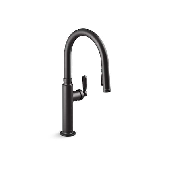 KOHLER Edalyn By Studio McGee Single Handle Pull Down Sprayer Kitchen Faucet With Sprayhead in Matte Black