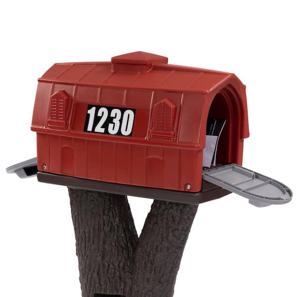 Rustic Barn Burnt Red/Espresso Post Mount Mailbox