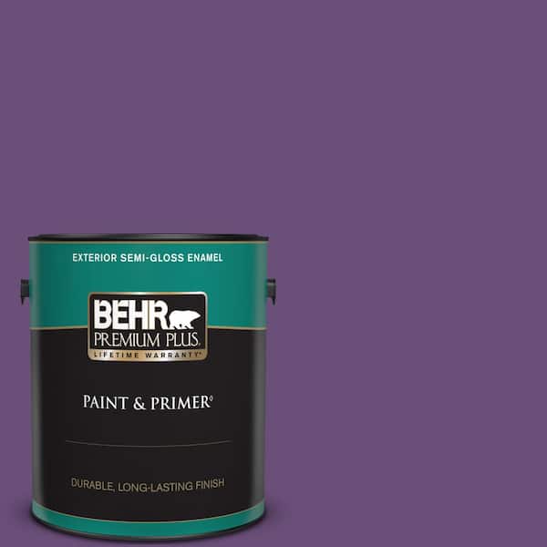 BEHR PREMIUM PLUS 1 gal. #660B-7 Exotic Purple Semi-Gloss Enamel Exterior Paint & Primer