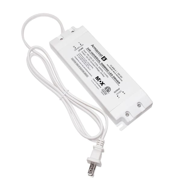 Universal White Dimmable Driver 12-Volt DC, 24-Watt Transformer-Dimmer Switch Compatible for LED Lighting