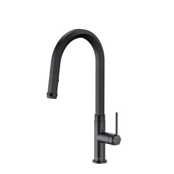 Lukvuzo Single Handle Pull Down Sprayer Kitchen Faucet with Advanced Spray, Pull Out Spray Wand in Matte Black