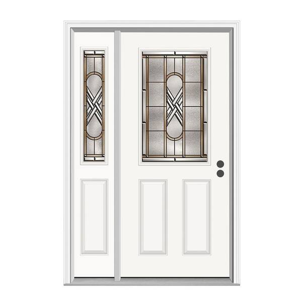 JELD-WEN 52.125 in. x 81.75 in. 1/2 Lite Ascot Primed Steel Prehung Left-Hand Inswing Front Door with Left Hand Sidelite