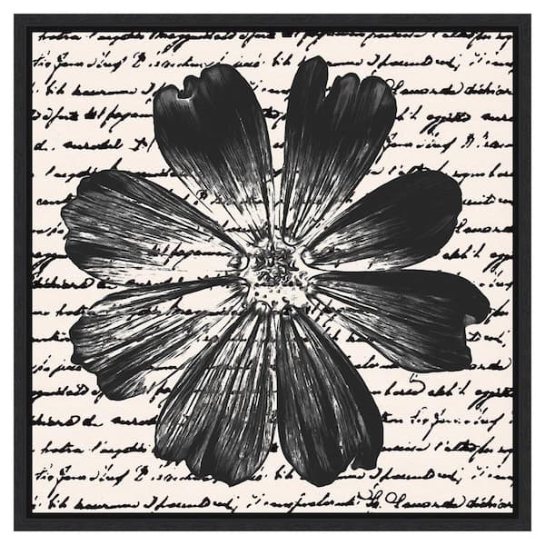 Amanti Art Inky Floral IV by Alonzo Saunders 22 in. W x 22 in. H. Canvas Wall Art Print Framed in Black