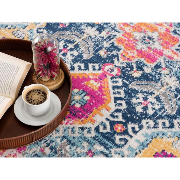 Savannah Navy 2 ft. 3 in. x 6 ft. Traditional Doormat Area Rug Entrance Floor Mat