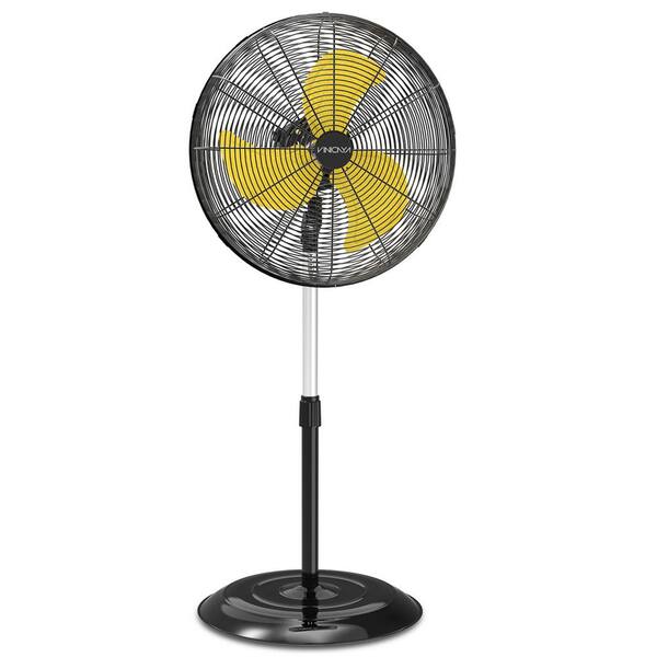 20 in. 3 Speed Oscillating Pedestal Fan in Black with Adjustable Height