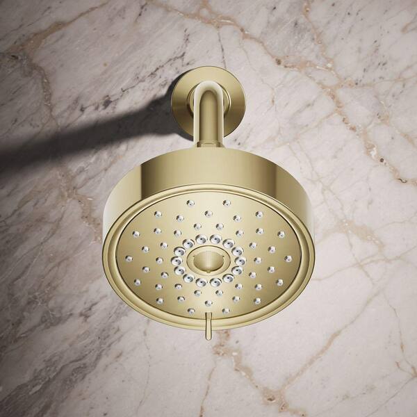 KOHLER Purist 3-Spray Patterns 1.75 GPM 5.5 in. Wall Mount Fixed Shower Head in Vibrant French Gold