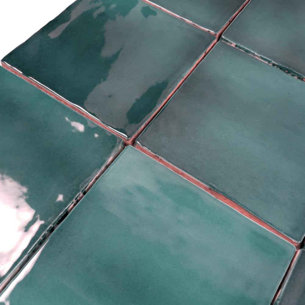 Emerald Glossy Ceramic Square Wall and Floor Tile 3.94 in.