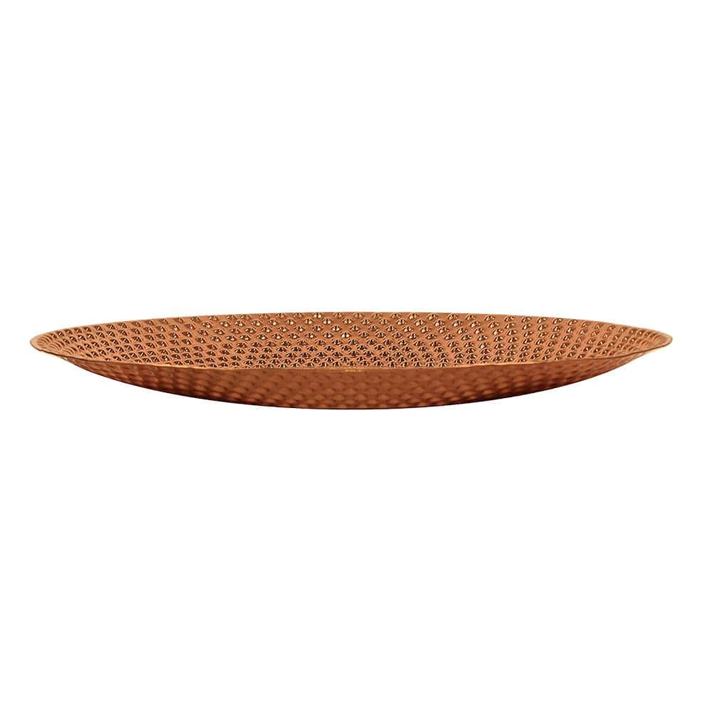 Classic Hammered Copper-Plated Metal Birdbath, 15" Diameter