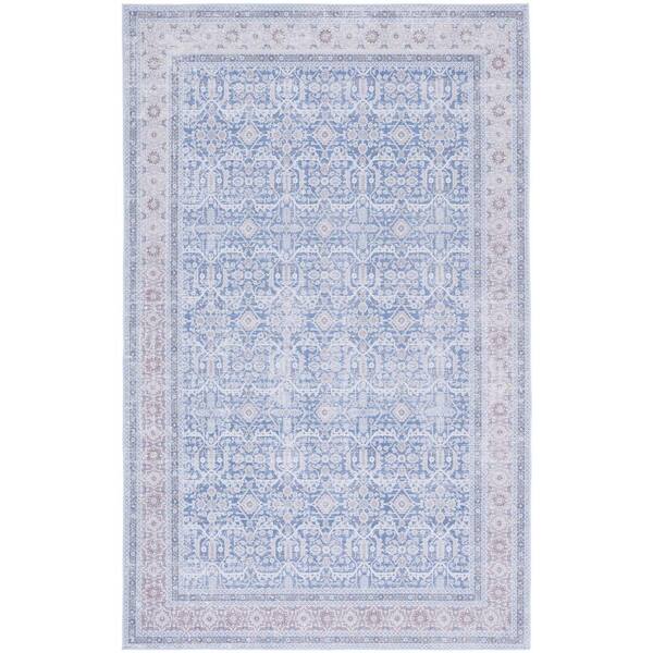 SAFAVIEH Tuscon Blue/Rust 4 ft. x 6 ft. Machine Washable Border Geometric Area Rug